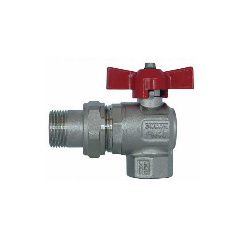 Robinet à boisseau sphérique en laiton chromé en équerre male / femelle 3/4''