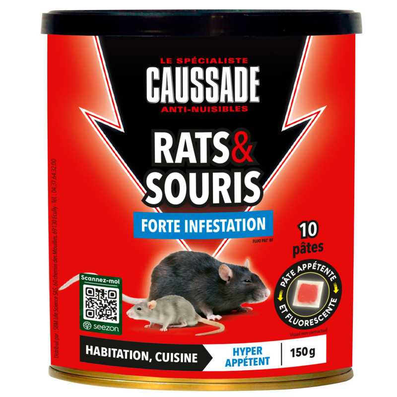 Raticide Rats - Mice - Pat'Appât strong infestation 150gs , box of 15 x 10grs